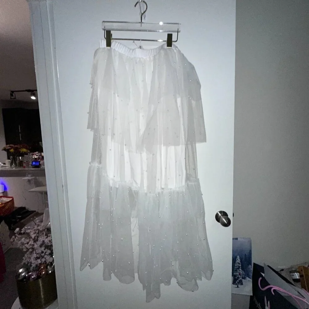 Anthropologie  - PLUS SIZE Maeve Tulle and Pearl Embellished Sheer Skirt